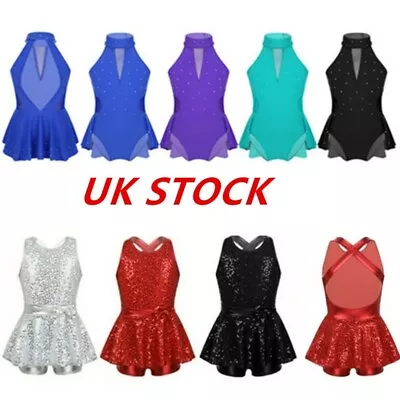 UK Kid Girls Ballet Dance Leotard Dress Figure Ice Skating Skirts Show Dancewear • £6.82