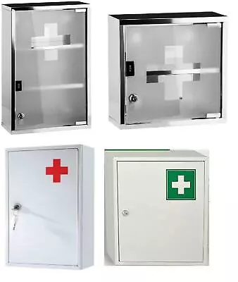  Wall Mount First Aid Medical Medicine Metal Steel Cabinet Box Lockable Case Box • £23.70