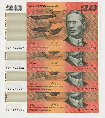 1991 Australia $20 Dollars 4 X Consecutive Banknote - R413 - UNC - # 31741 • $338