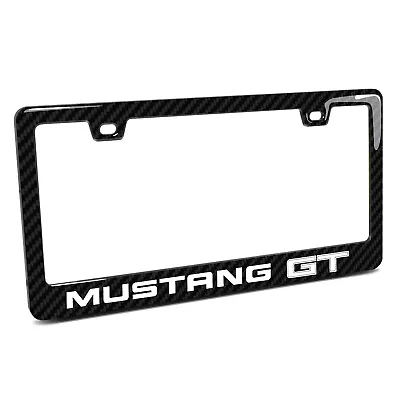 $38.99 • Buy Ford Mustang GT Black Real Carbon Fiber Finish ABS Plastic License Plate Frame