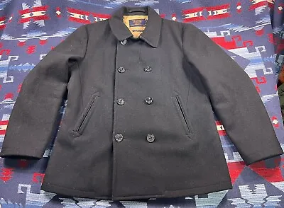 J CREW BAYSWATER PEA COAT THINSULATE NAVY WOOL WARM A/22 Military Grade Mens XL • $69.99