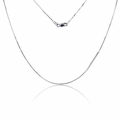 0.60mm 14K WHITE GOLD Classic Square Box Chain Necklace With Lobster Claw Clasp • $142.99