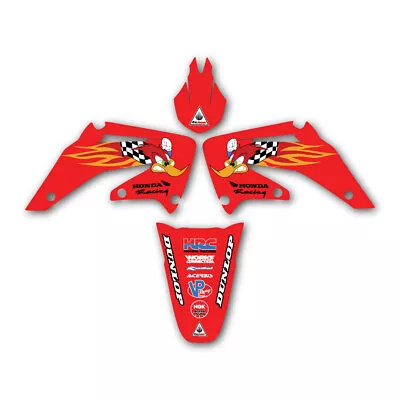 HONDA WOODY GRAPHICS CRF450 2002 2003 2004 21mil LAMINATED  MX DECALS STICKERS • $49.85