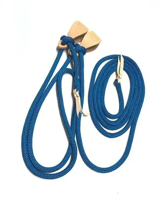 Mecate Rein Yacht Rope Royal Blue 5/8  W/natural Black Or Brown Slobber Straps • $95