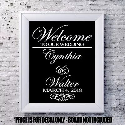 $10 • Buy Custom Wedding Decal Welcome Scroll Personalized Vinyl Sign Mirror Chalk Board 