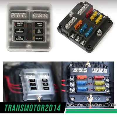 6 Way Fit For 12V 24V Car Boat Auto Blade Fuse Holder Box Block Panel Board New • $10.25