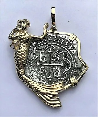 $1265 • Buy ATOCHA Coin Pendant Mermaid 14K Yellow Gold Treasure Jewelry