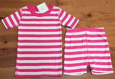 NEW Hanna Andersson FUCHSIA STRIPE PAJAMAS Sz 3 90 Girls Pink Short Johns PJs • $25.45