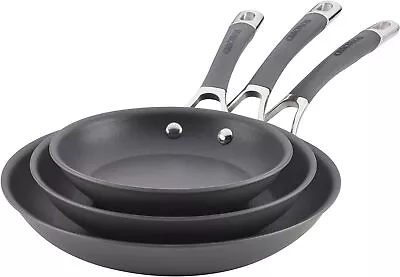 Circulon 83912 Radiance Hard Anodized Frying Pan Set 8.5  10  12.25  Gray • $227.24