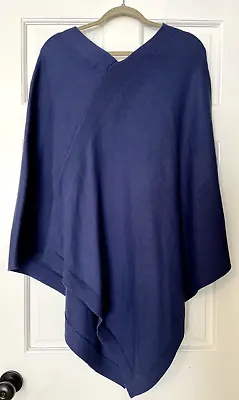 J.Jill Sweater Poncho Womens One Size Stylish Cozy Blue Marine V-neck ONFM Layer • $30