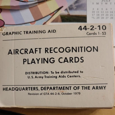 $20 • Buy Army AIRCRAFT RECOGNITION PLAYING CARDS 1979 GRAPHIC TRAINING AID 44-2-10