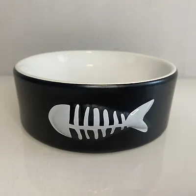 Mason Cash Cat Dish Plate Fish Bone Black And White Bowl Dishwasher Safe • £12.99