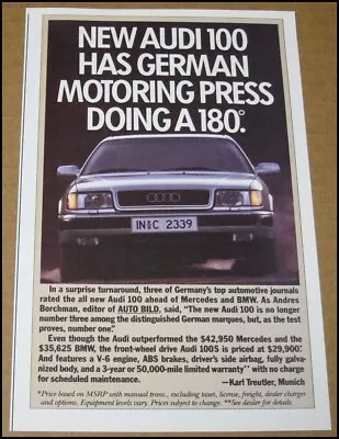 1992 Audi 100 Print Ad Clipping 1991 Car Auto Advertisement 4.75 X7.5  Vintage • $7.49