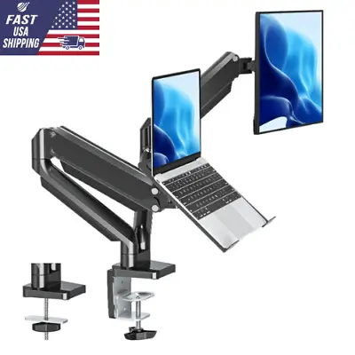 Monitor Mount With Laptop Tray 13 To 32 Inch Adjustable Gas Spring Arms Mount F • $89.99