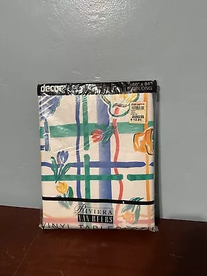 Vintage Riviera Van Beers Decor Vinyl Oblong Front Porch Tablecloth 60x84” New • $14.99