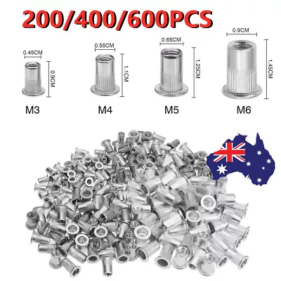 200-600Pcs Rivet Nut Kit Aluminum Rivnut Insert Nutsert Open End Threaded M3-M6 • $29.99