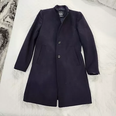 Zara Men's Dark Navy Wool Coat Medium • $60