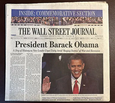 $6.60 • Buy The Wall Street Journal Jan 21, 2009 President Barack Obama Inauguration History
