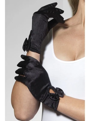 £7.49 • Buy Short Black Velour Gloves With Bow Ladies Fancy Dress Accessory
