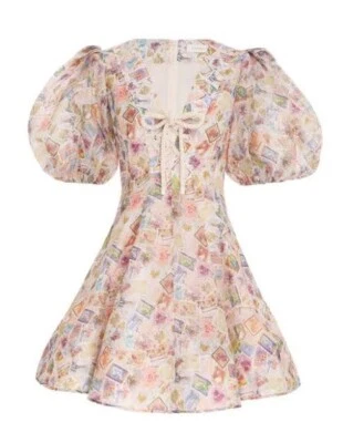 $750 • Buy NWT Zimmermann High Tide Laced Puff Sleeve Mini Dress Size 1
