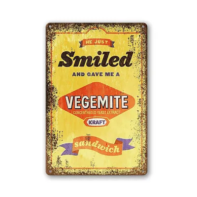 2x Tin Sign VEGEMITE Smiled Sandwich Kraft Man Cave Shed Garage Bar • $24.33