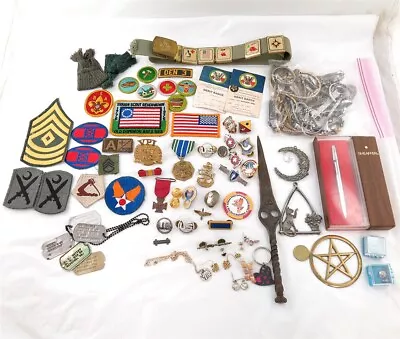 Lot Of Vintage/Modern Military Boy Scouts Pins Medals Patches Watch Bands More • $19.95