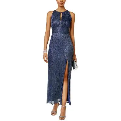 R&M Richards Womens Blue Metallic Halter Evening Dress Petites 10P BHFO 5032 • $16.99