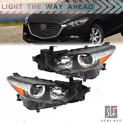 For 2017-2018 Mazda 3 Clear Halogen Black Housing Headlights Assembly Right&Left • $127.35