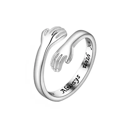 Give Me A Hug Ring Memorial Love Always In My Heart Engraved SILVER Gift XJ37 • $9.95