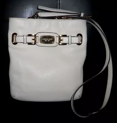 Michael Kors Hamilton Large Crossbody Shoulder Bag Vanilla Pebbled Leather • $29