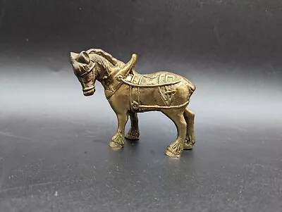 Vintage Solid Brass Clydesdale Horse With Blinders And Harness Looking Left 3.5  • $16.87
