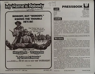 My Name Is Nobody Pressbook 1974 Terence Hill Henry Fonda • $11.59