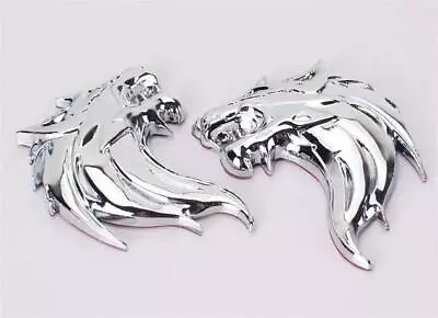 2Pcs Wolf Head 3D Metal Car Side Fender Rear Trunk Emblem Badge (Chrome) • $9.99