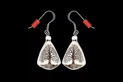 Oak Tree Earrings.  Moosup Valley Rachel Badeau Dangle Earrings Etched • $30.60