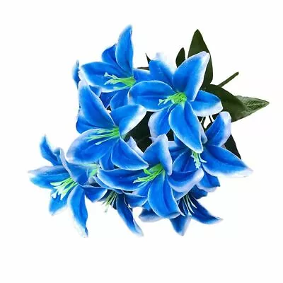 45cm Artificial Stargazer Lillies Lily Silk Fake Flower Bouquet Decor 10 Heads • £5.38