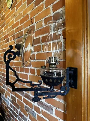 Rare Dated 1881 Cast-Iron Swig Bracket Wall Hanging Kerosene Oil Lamp #2 Burner • $175.50