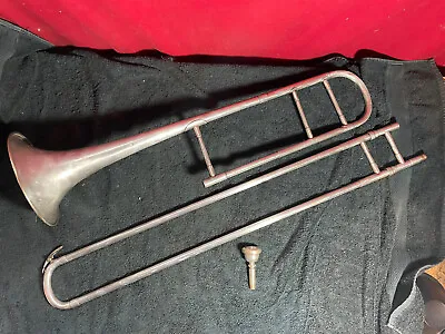 Antique Silver Trombone With Mouthpiece And Case • $110