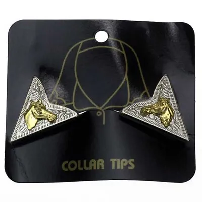 Collar Tips With Horse's Head Collar Tips Horse Western • £15.13