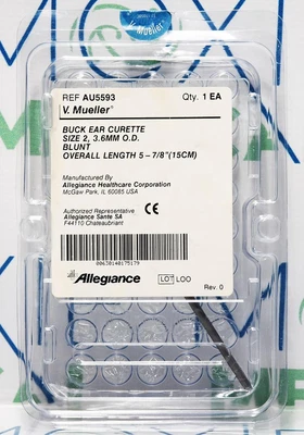 $90 • Buy V. Mueller Au5593 Buck Ear Curette Size 2 Blunt 15cm