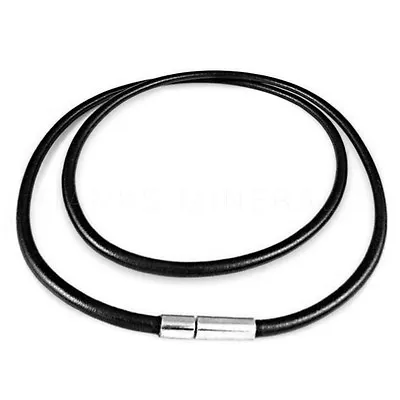 Leather Cord Necklace Black Brown 3mm Bayonet Clasp Surfer Choker Unisex USA • $7.98