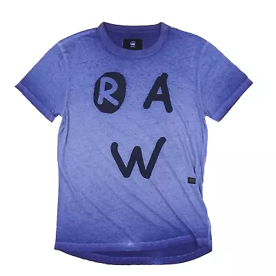 G-STAR RAW Mens Blue Eshje D03153 Dye Short Sleeve Blue T Shirt | Size Medium • £17.95
