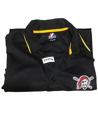 Pittsburgh Pirates Logo Majestic Golf Polo Dress Shirt MLB Baseball Men’s Medium • $18.99
