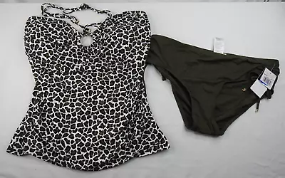 Michael Kors Tankini Top & Bottom Bandeau Leopard Print Size XL - NEW • $34.99