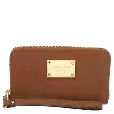 Michael Kors Jet Set Wristlet Wallet Saffiano Brown Leather • $24.99