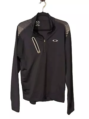 Oakley Jacket Mens Small Black Gray Activewear 1/4 Quarter Zip Logo Golf 96548 • $14.99