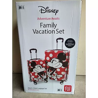 Disney Minnie Mouse 2 Piece Rolling Luggage Set Hardshell Suitcases Spinners • $105