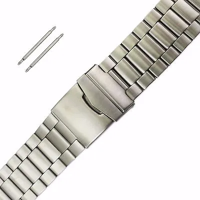 22 - 24mm Stainless Steel Metal Watch Strap Band Men Stainless SS Buckle Quality • $6.05