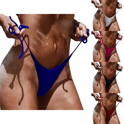 Bikini Women Brazilian Cheeky Bottom Thong V Swimwear Swimsuit Bikini Bottoms & • $12.32
