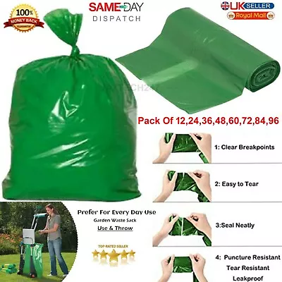 £5.63 • Buy 80l Large Garden Waste Bags Refuse Heavy Duty Strong Waste Sacks Rubbish Bin Bag