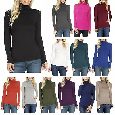 £5.89 • Buy New Womens Ladies Turtle Roll High Neck Polo Long Sleeve Jumper Top T-Shirt 8-26